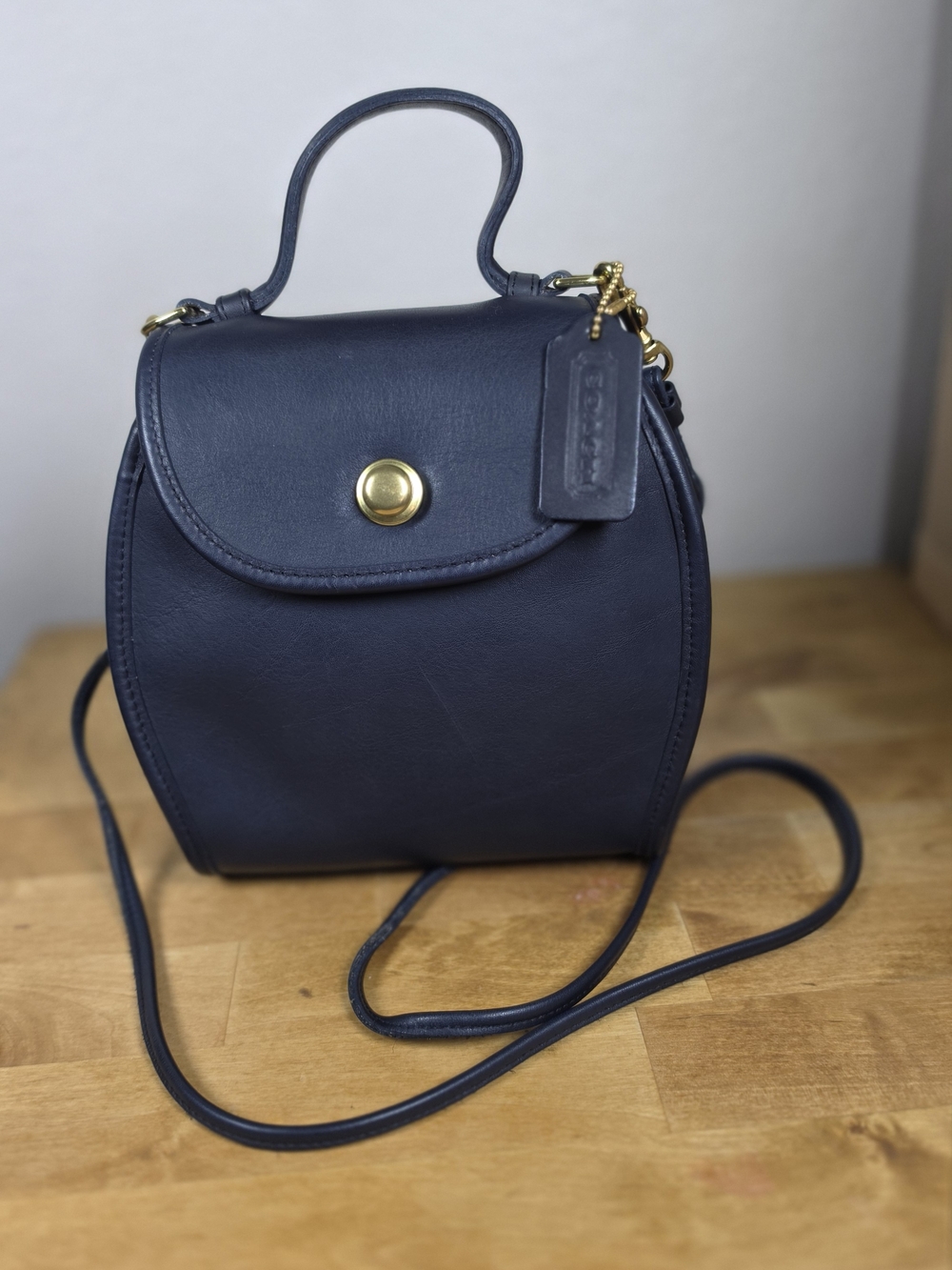 Coach Vintage Derby Bag 306 Navy Blue Glovetanned Leather Small Crossbody Women